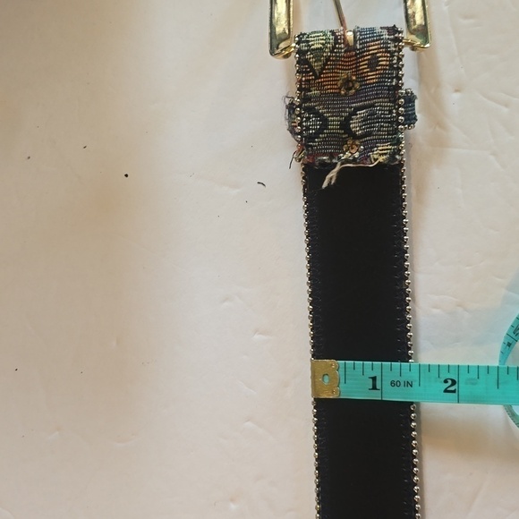 Womens Aztec tapestry Multi-Color Metal nub Belt Gold Buckle Sz.M/L - Picture 7 of 7